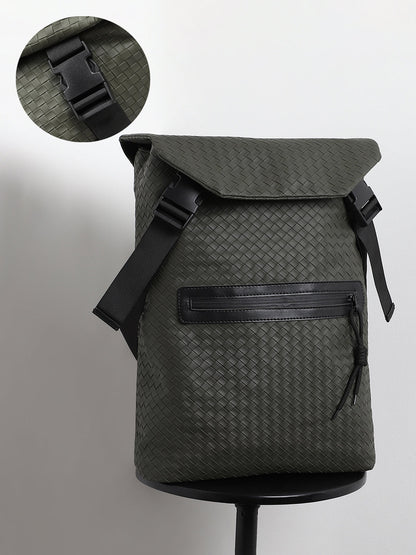 The Basket Weave Backpack - Army Green