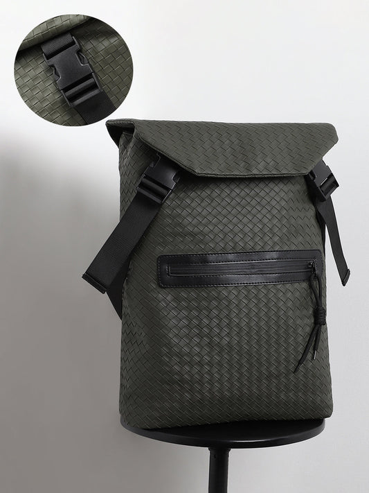 The Basket Weave Backpack - Army Green