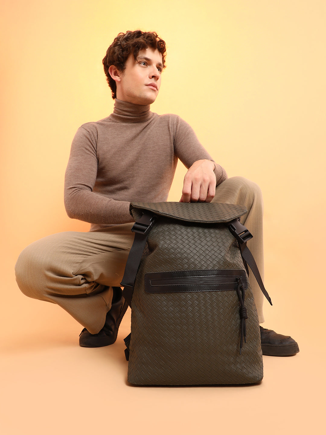 The Basket Weave Backpack - Army Green