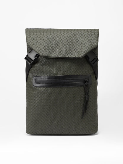 The Basket Weave Backpack - Army Green