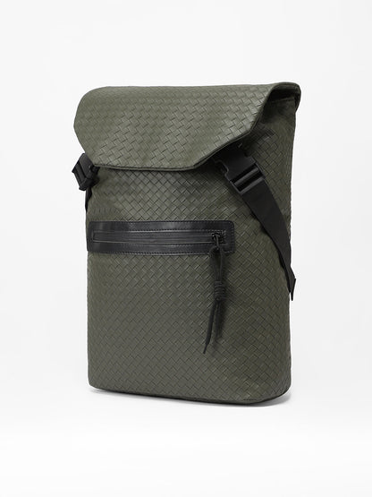 The Basket Weave Backpack - Army Green