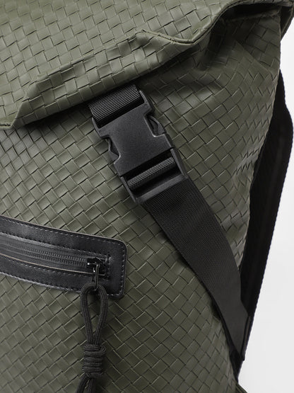 The Basket Weave Backpack - Army Green