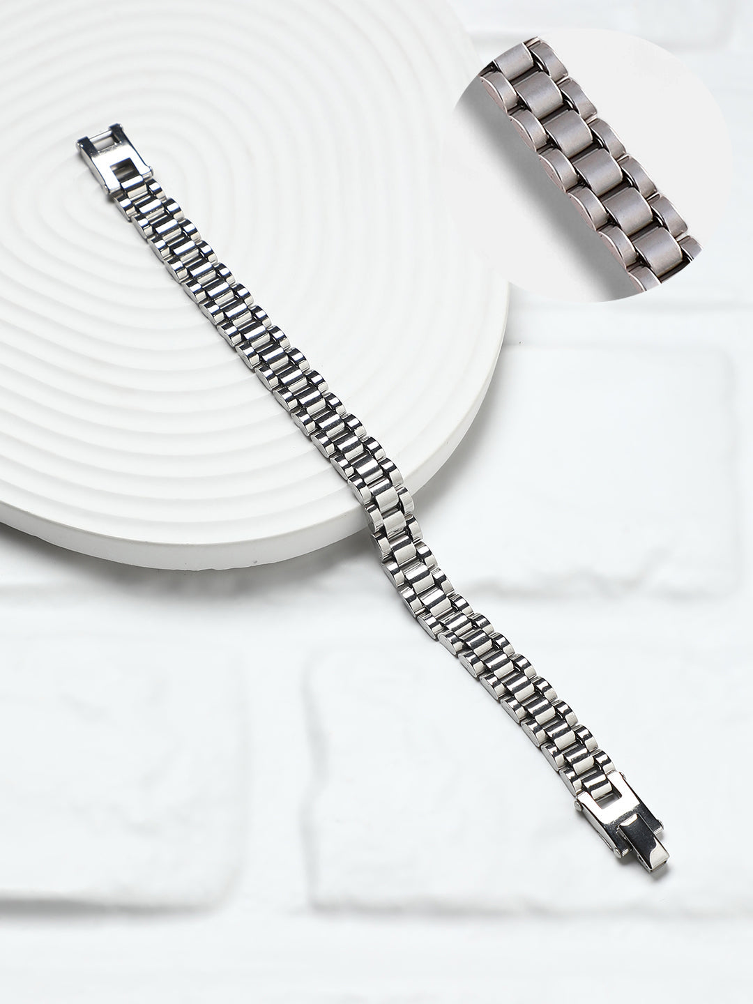 The Small H-Link Tennis Bracelet - Metallic Silver