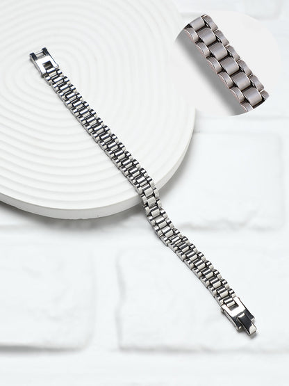 The Small H-Link Tennis Bracelet - Metallic Silver