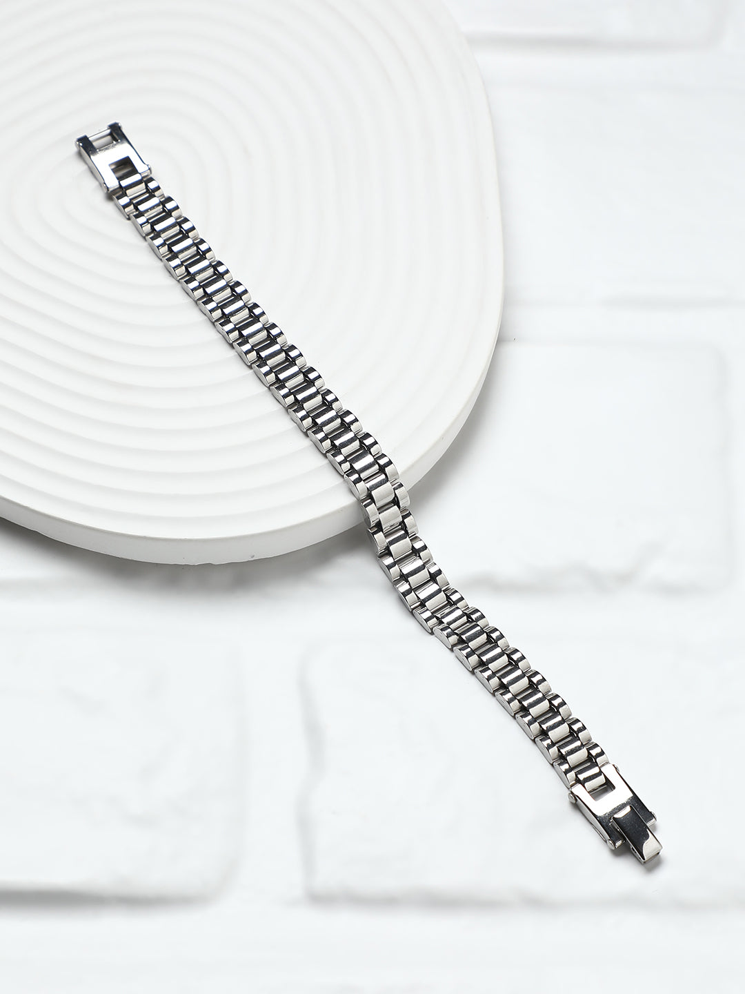 The Small H-Link Tennis Bracelet - Metallic Silver