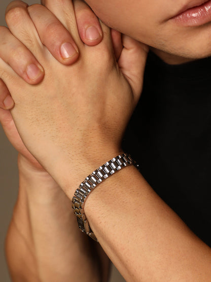 The Small H-Link Tennis Bracelet - Metallic Silver