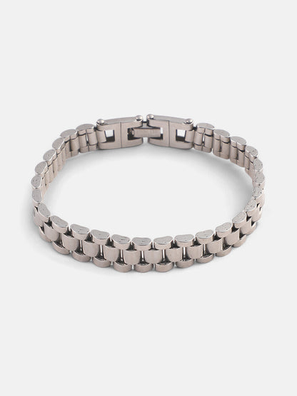 The Small H-Link Tennis Bracelet - Metallic Silver