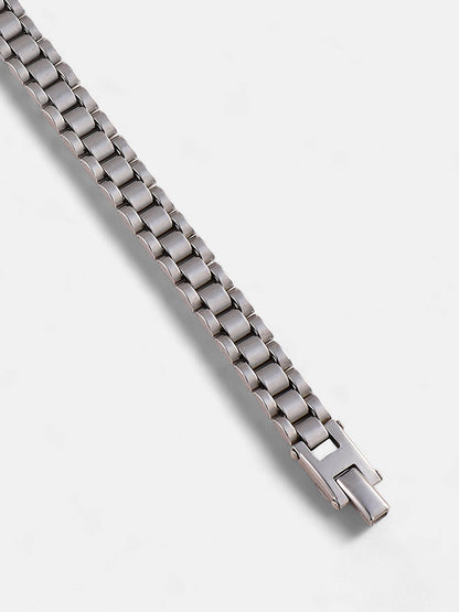 The Small H-Link Tennis Bracelet - Metallic Silver