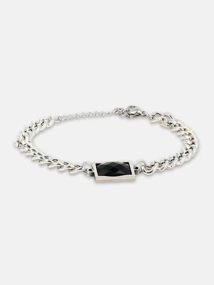 The Block Link Bracelet - Metallic Silver