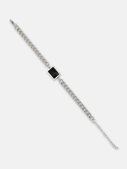 The Block Link Bracelet - Metallic Silver