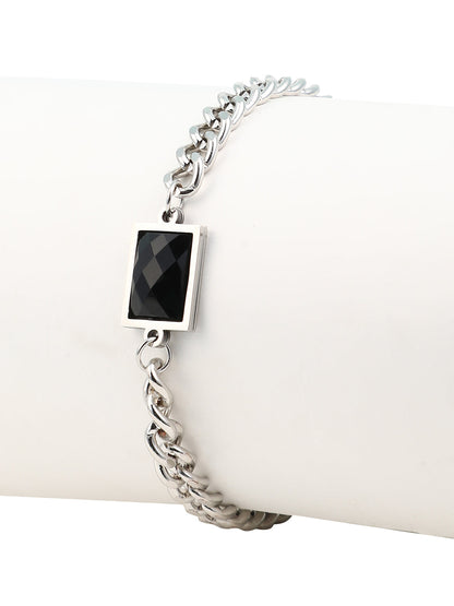 The Block Link Bracelet - Metallic Silver