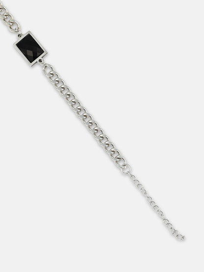 The Block Link Bracelet - Metallic Silver