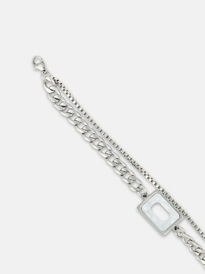 The Quad-Halo Link Bracelet - Metallic Silver