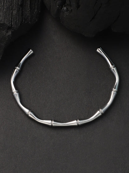 The Bamboo Cuff Bracelet - Metallic Silver