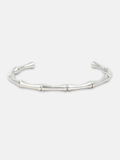 The Bamboo Cuff Bracelet - Metallic Silver