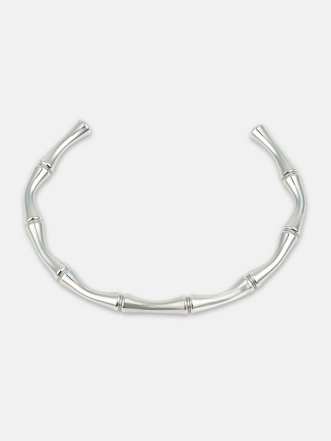 The Bamboo Cuff Bracelet - Metallic Silver