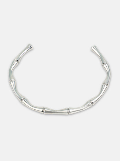 The Bamboo Cuff Bracelet - Metallic Silver