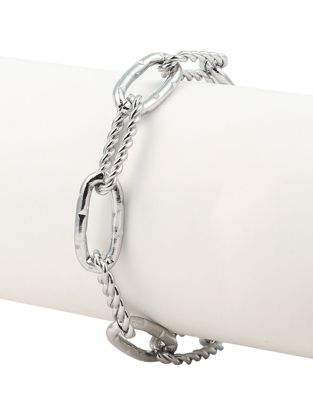 The Twisted Link Bracelet - Metallic Silver