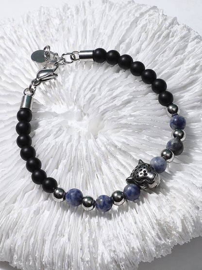 The Pantha Beaded Bracelet - Navy Blue