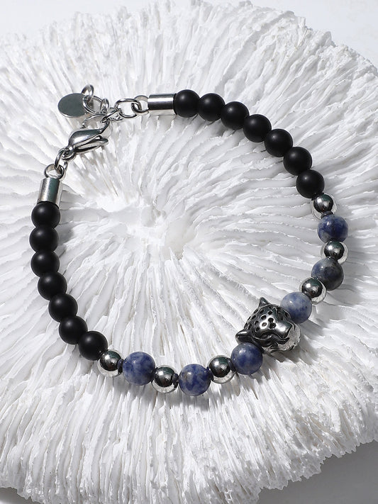 The Pantha Beaded Bracelet - Navy Blue