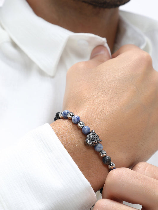 The Pantha Beaded Bracelet - Navy Blue