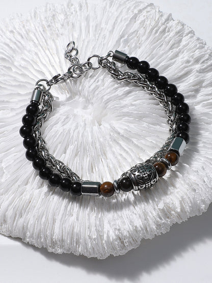 The Aztec Beaded Bracelet - Onyx Black