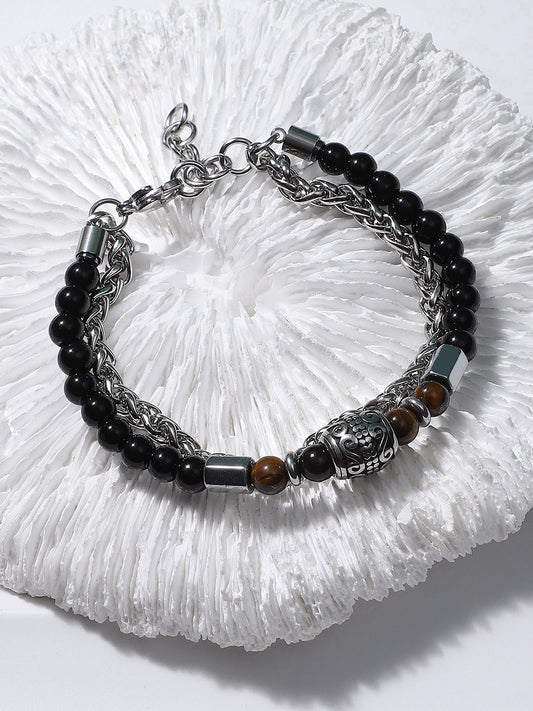 The Aztec Beaded Bracelet - Onyx Black