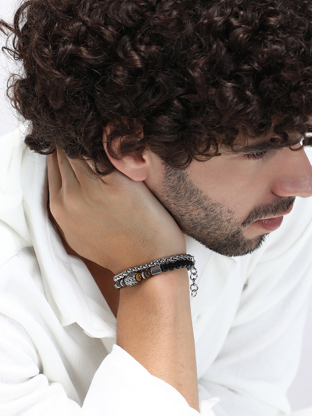 The Aztec Beaded Bracelet - Onyx Black