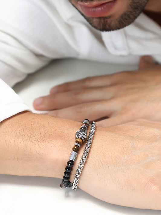 The Aztec Beaded Bracelet - Onyx Black