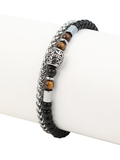 The Aztec Beaded Bracelet - Onyx Black