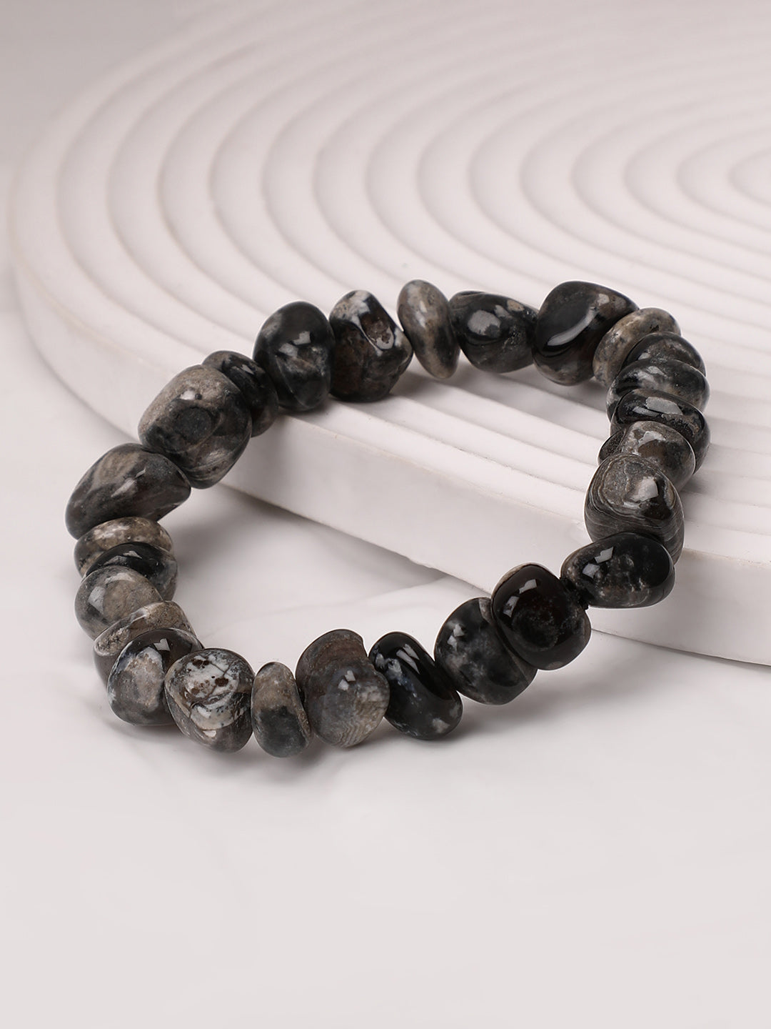 The Dented Beaded Bracelet - Onyx Black