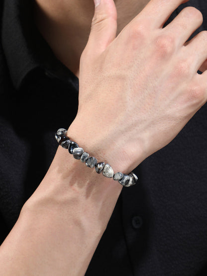 The Dented Beaded Bracelet - Onyx Black