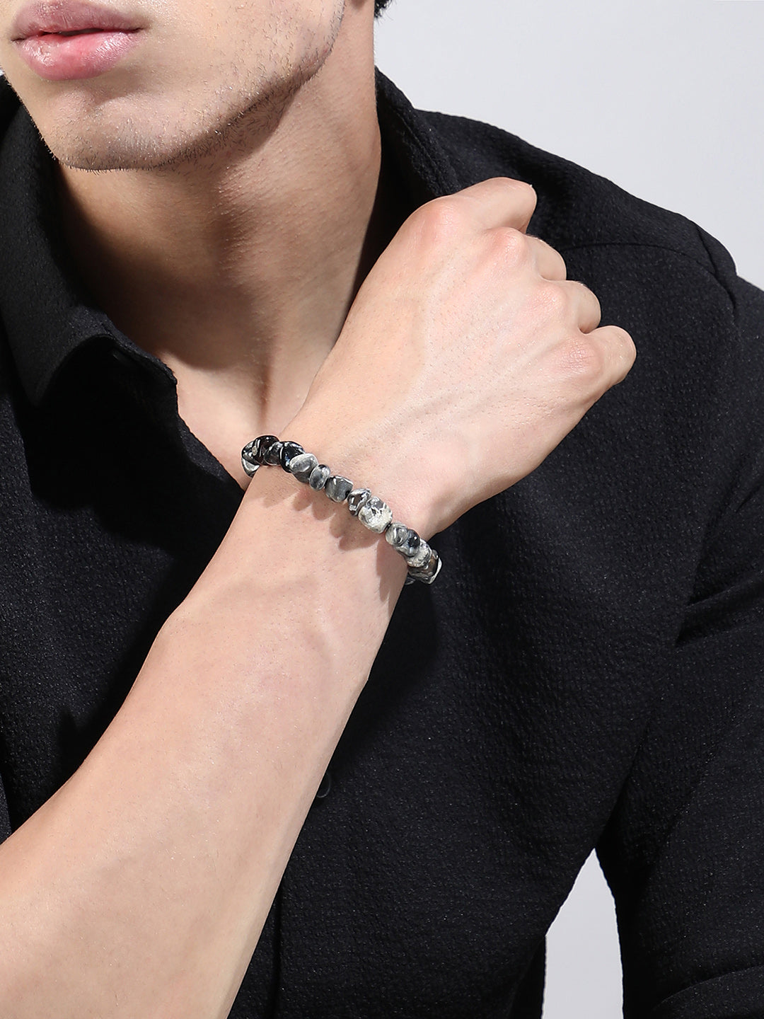 The Dented Beaded Bracelet - Onyx Black