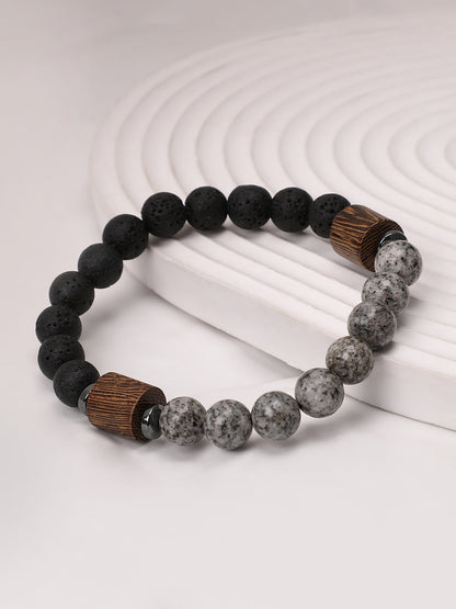 The Bi-Hue Beaded Bracelet - Charcoal Grey
