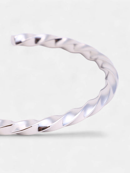 The Twisted Cuff Bracelet - Metallic Silver