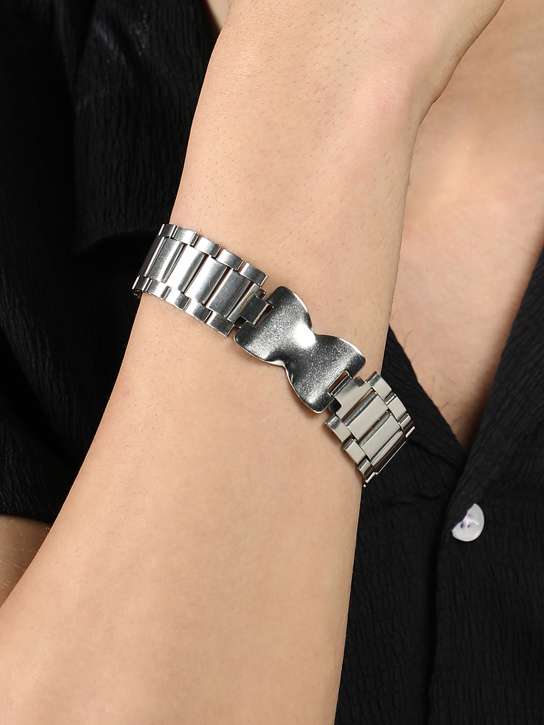 The Bow H-Link Chain Bracelet - Metallic Silver