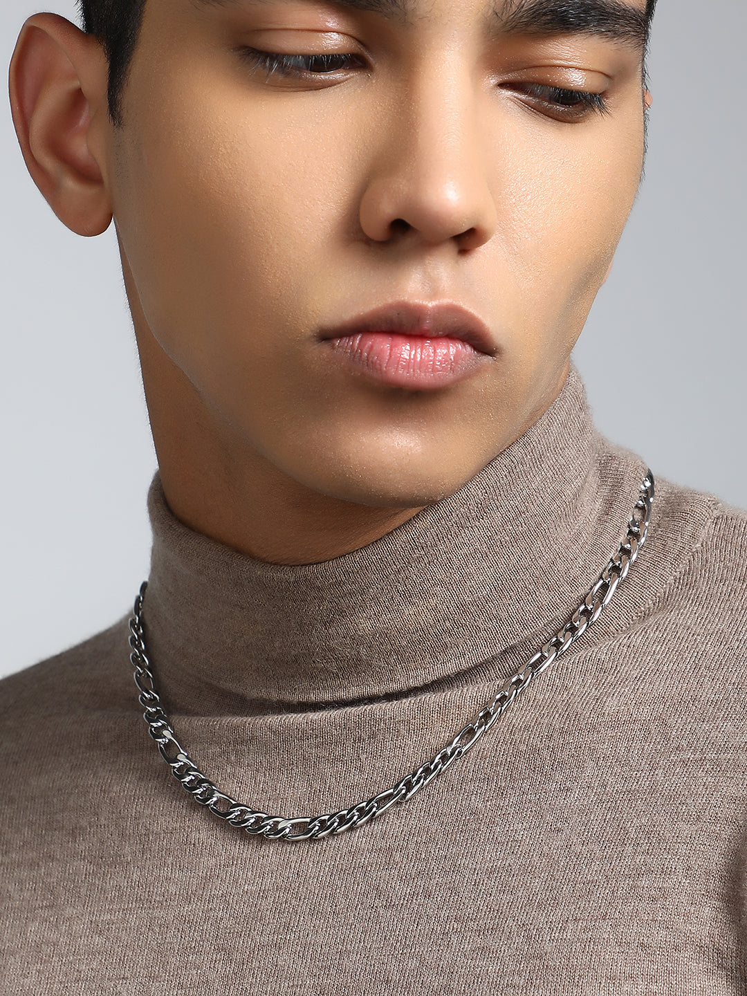 The Flatten-Link Chain Necklace - Metallic Silver
