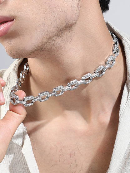 The Bijou-Quad Chain Necklace - Metallic Silver