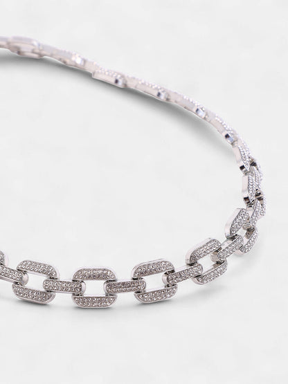 The Bijou-Quad Chain Necklace - Metallic Silver