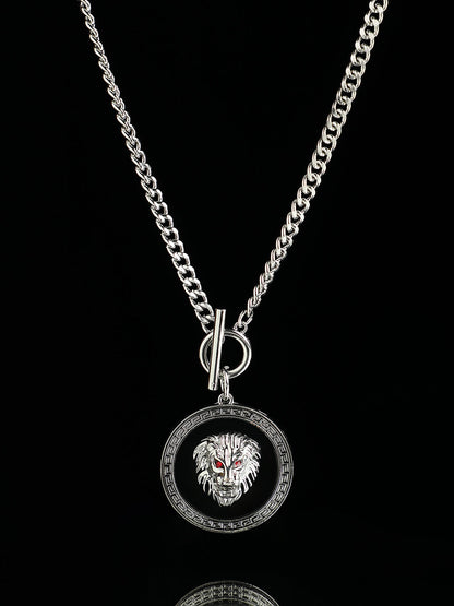 Men's Lion Pendant Necklace - Silver