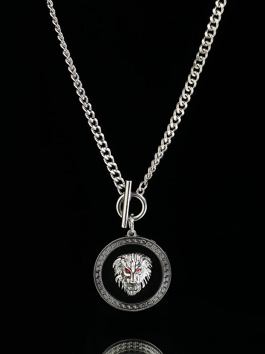 Men's Lion Pendant Necklace - Silver