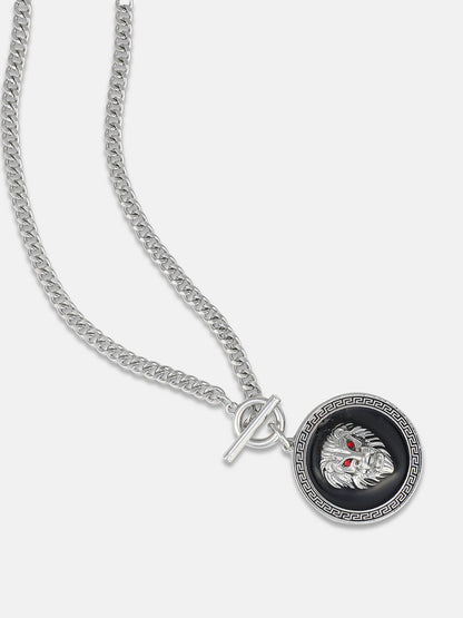 Men's Lion Pendant Necklace - Silver