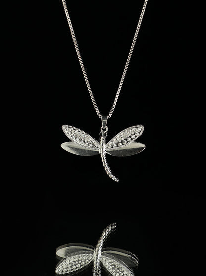 Men's Dragonfly Pendant Necklace - Silver