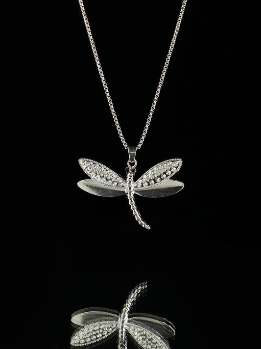 Men's Dragonfly Pendant Necklace - Silver