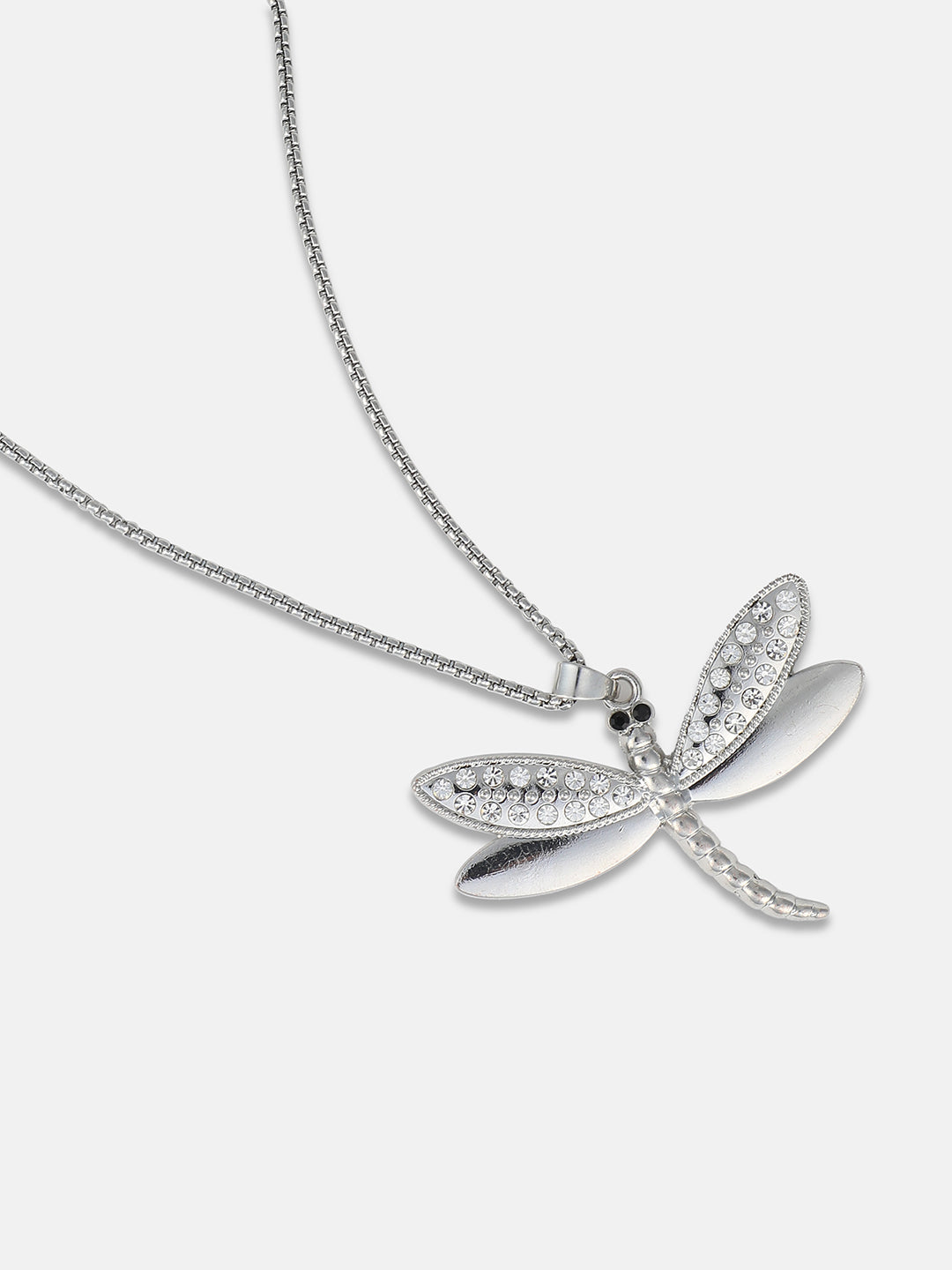 Men's Dragonfly Pendant Necklace - Silver