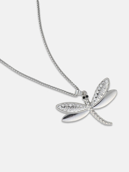 Men's Dragonfly Pendant Necklace - Silver