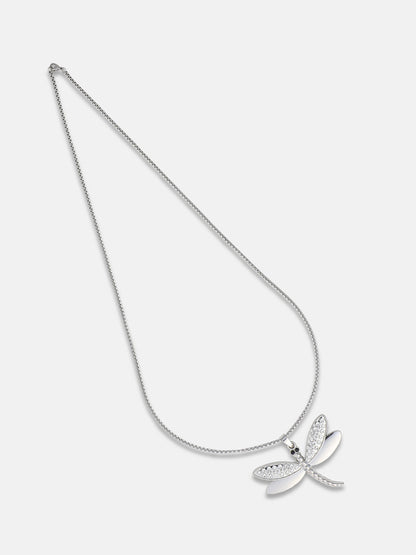 Men's Dragonfly Pendant Necklace - Silver