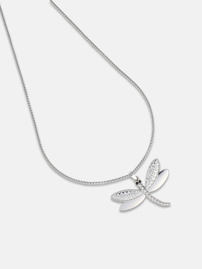 Men's Dragonfly Pendant Necklace - Silver