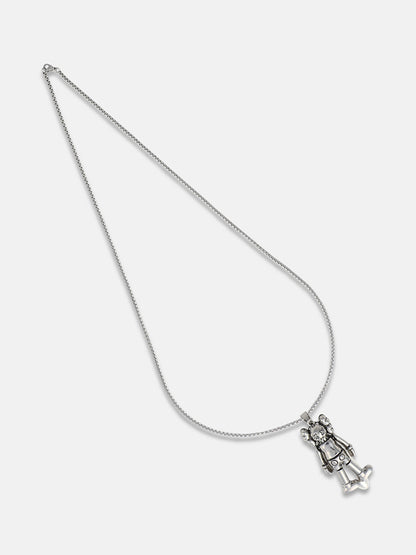 Men's Love Robot Pendant Necklace - Silver