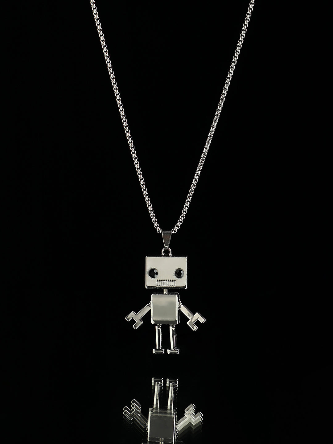 Men's Robot Pendant Necklace - Silver